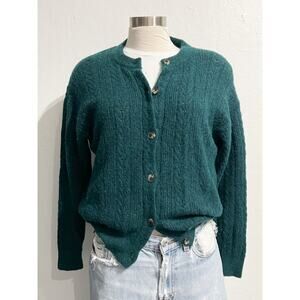 Wilfred Aritiza Sweater Cardigan Small Knit Cable Green Button Down